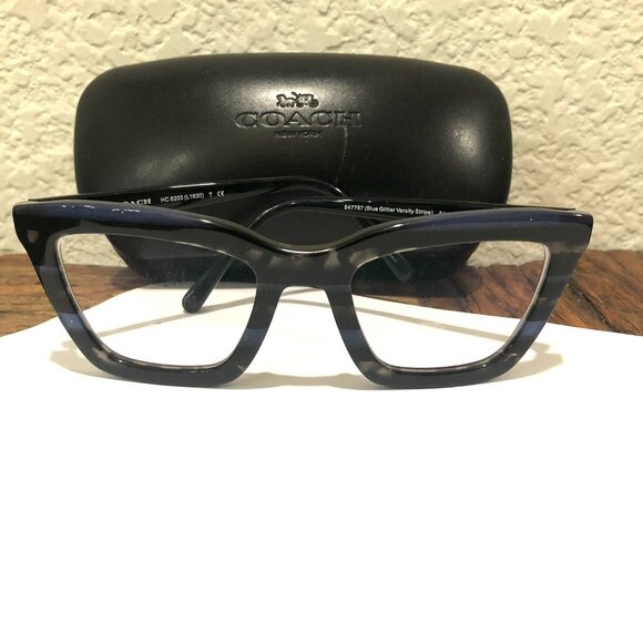 Coach 547787(Blue Glitter Varsity Stripe) Eye Glasses - Picture 8 of 16